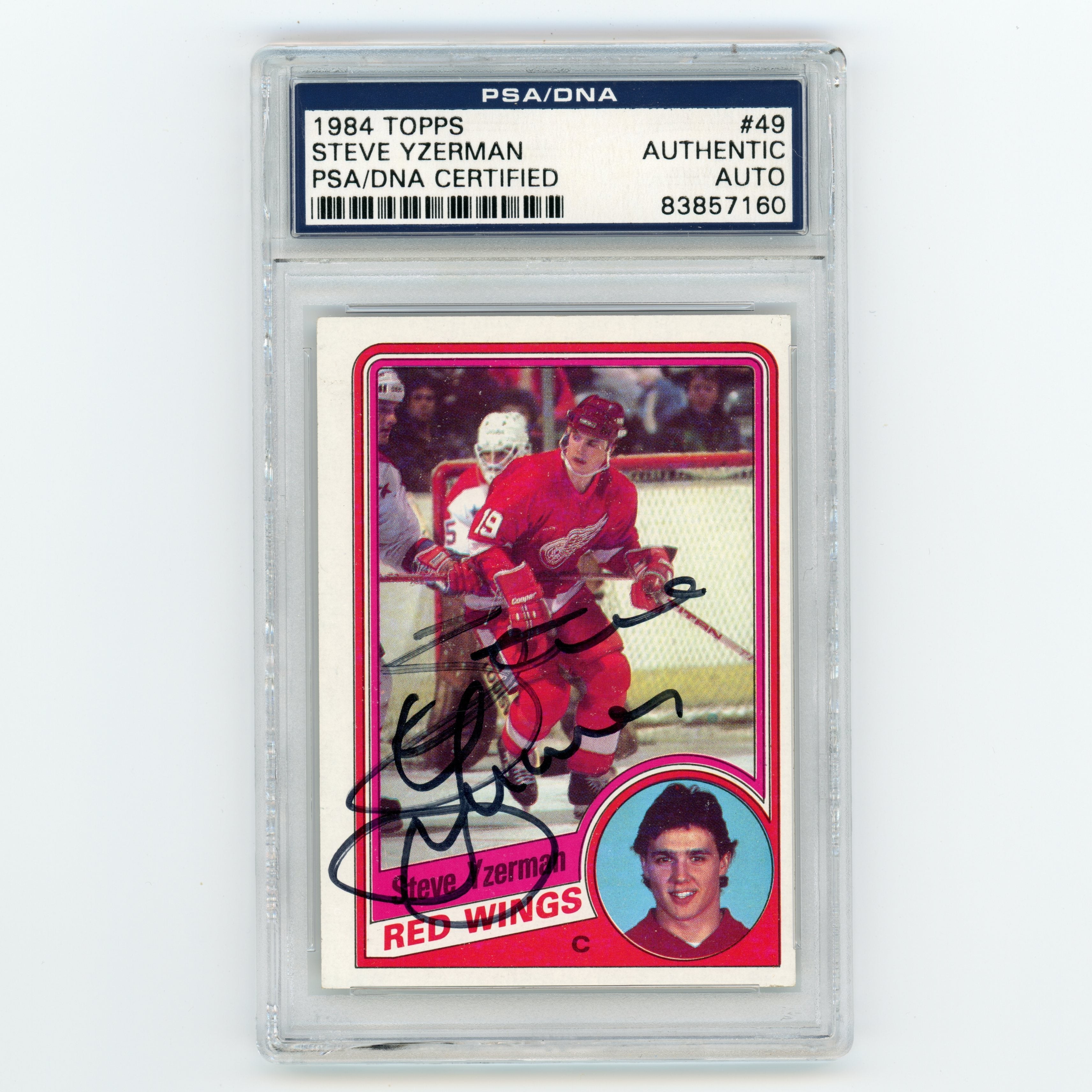 1984 TOPPS Steve Yzerman #49 PSA/DNA Certified Authentic Auto (Case has edge cracks)  (#MW8029)